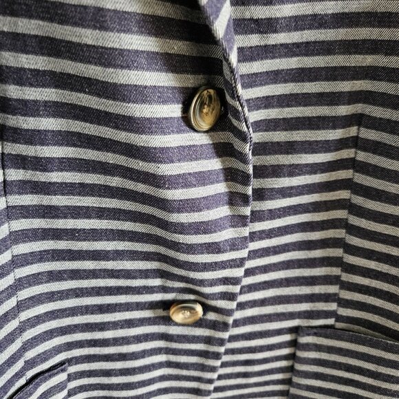 Gap Woman SZ 6 Stretch Blazer 2 Button Striped Pockets Lined Nautical Classic - Picture 3 of 8